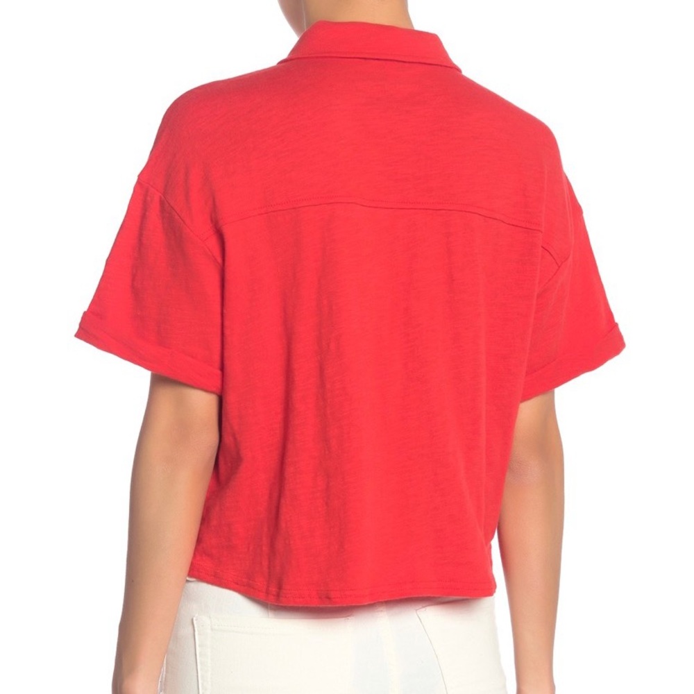 Spendid Red Tie Hem Button Front Top - Picture 2 of 4